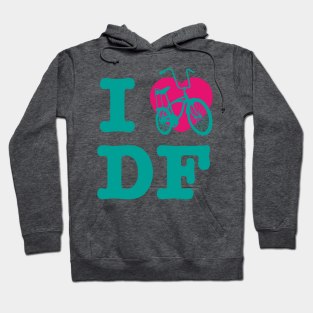 I Love Cycling DF Aqua Pink / Yo Amo andar en Bicicleta en el DF / Chilango Pride / Orgullo Chilango Graphic Hoodie